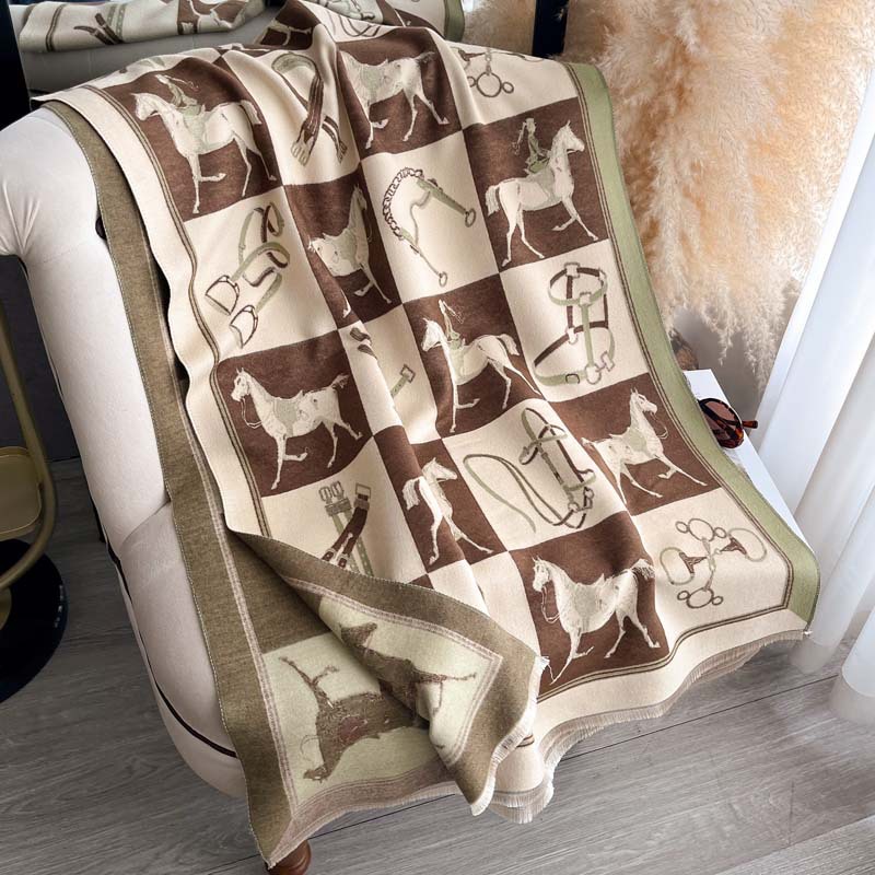Thickened Double-sided Scarf With Tassel And Frayed Edges For Fall And Winter photo 5