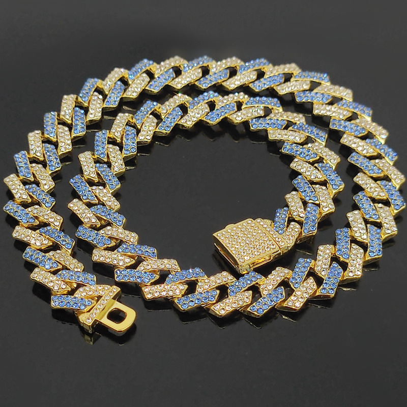 Flip-top, Fully Diamond-encrusted Two-tone Color-blocked Rhombus Necklace photo 6