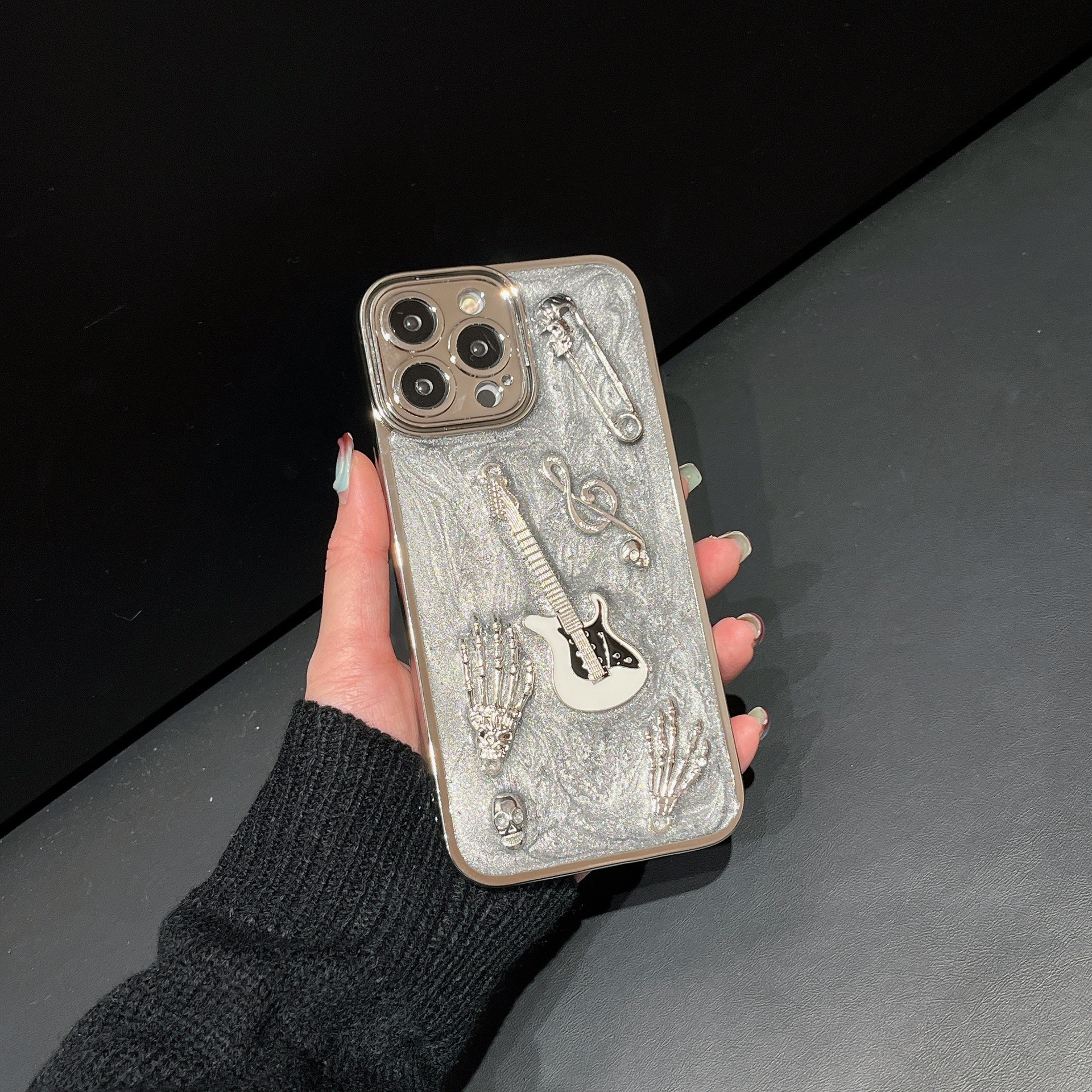 Cement Gray Metal Guitar Electroplating Protective Cover Phone Case photo 5