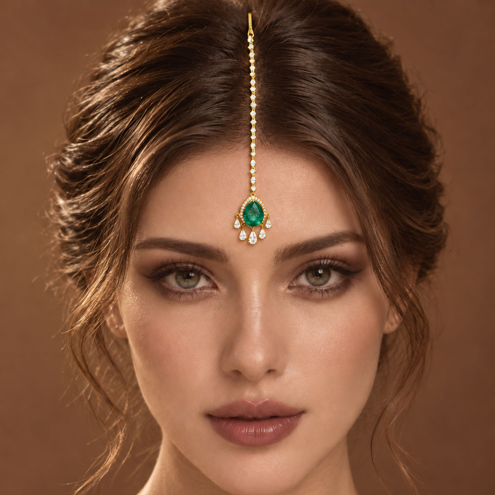 European And American Bohemian Rhinestone Hair Chain Headpiece photo 2