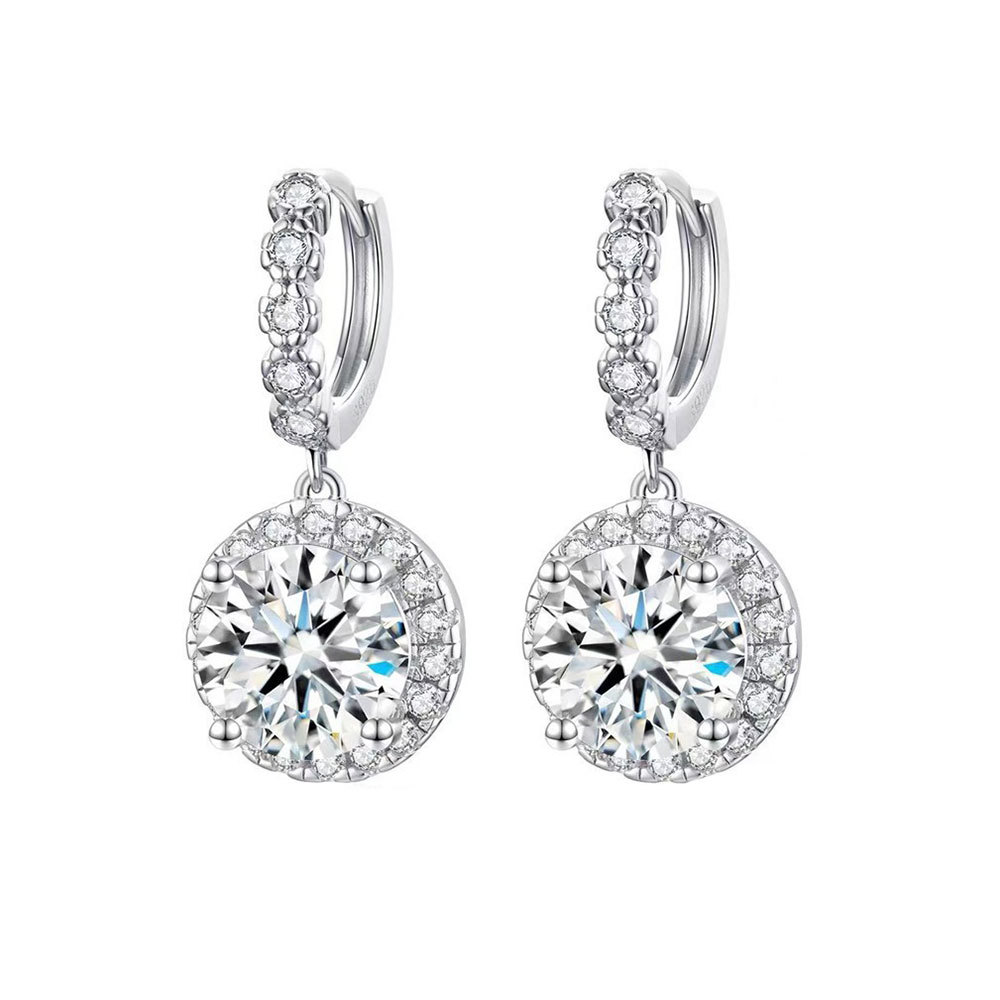 S925 Sterling Silver Moissanite Round Fashion Earrings photo 3