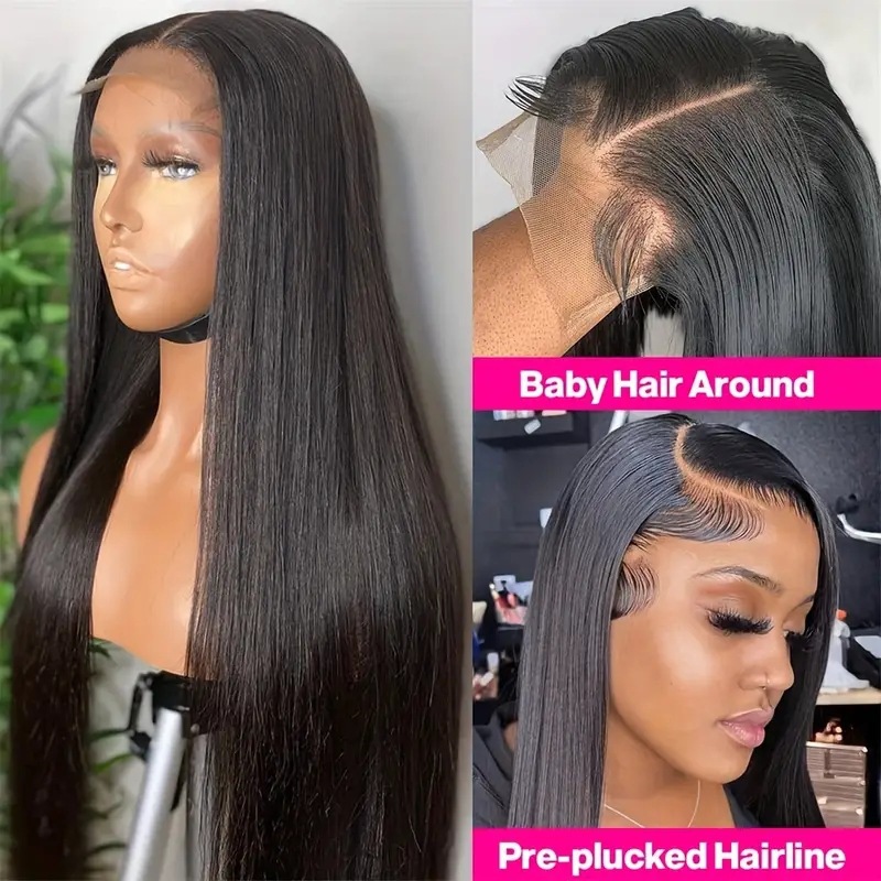 Fashionable Natural-Looking Wig Center-Parted Long Straight Lace Front Full-Hair Toupee photo 6