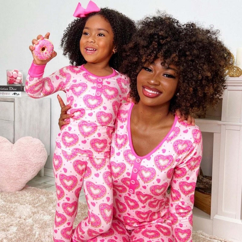 Beauty Clothing Valentine's Day Heart Printing Leisure Pajamas Pajamas Parent-child Suit photo 1