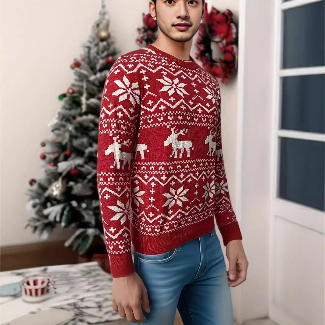 Women's Christmas Round Neck Loose Long Sleeves Sweater photo 1