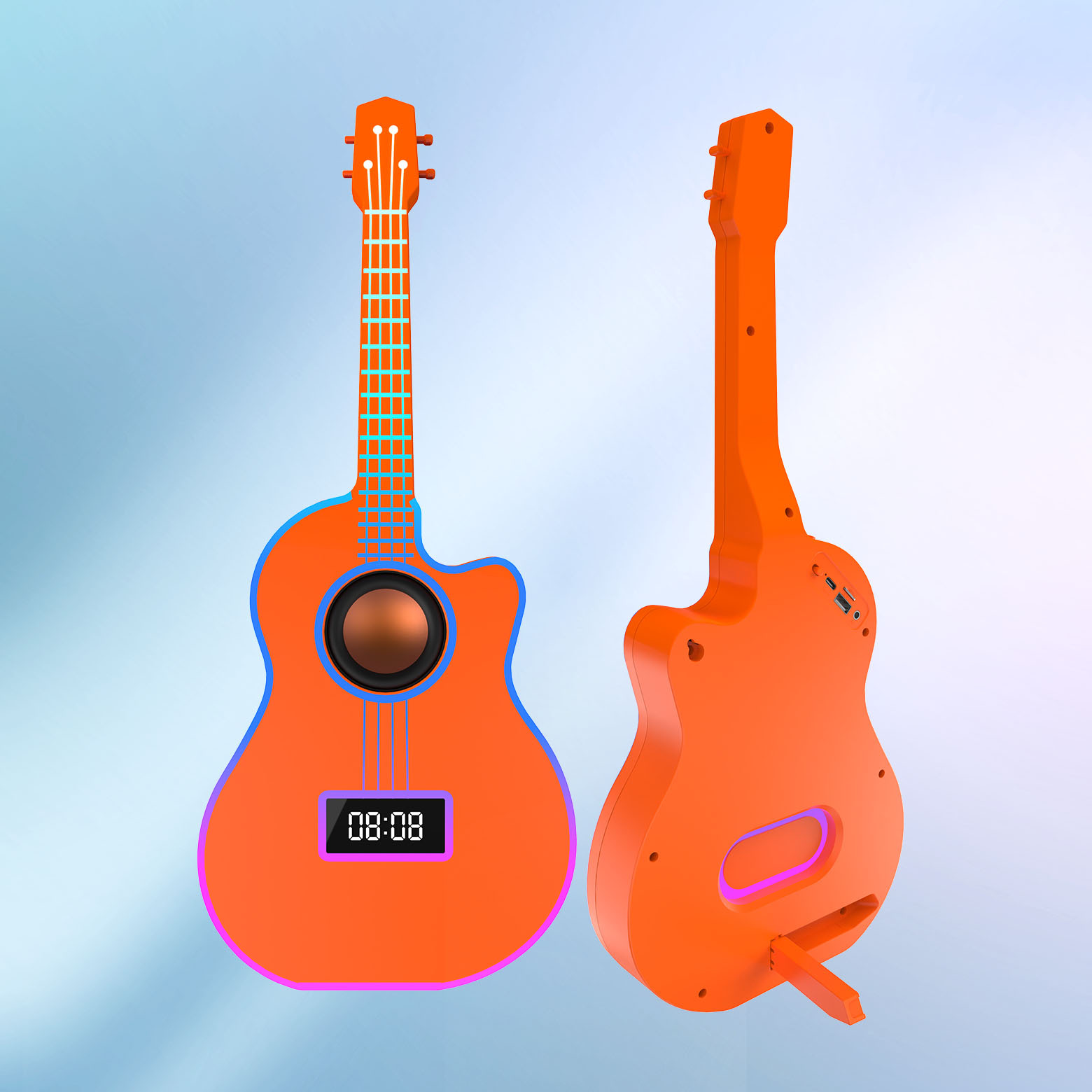 Bluetooth Guitar Speaker With An Alarm Clock And Vibrant Ambient Lighting photo 4