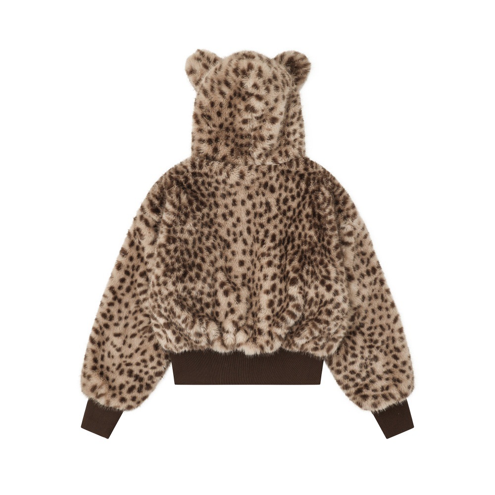 Leopard-print Short Cotton Coat For Women photo 5