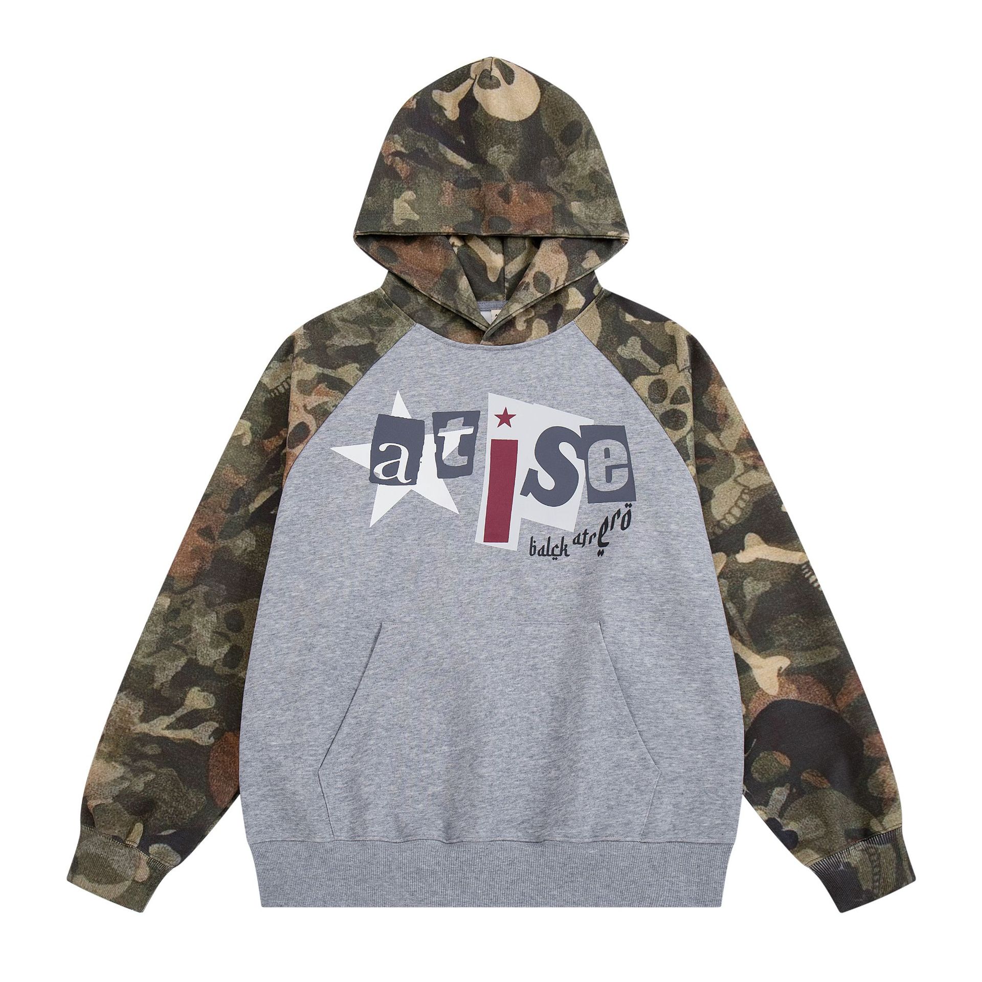 Camouflage Patchwork Hooded Pullover Sweatshirt photo 7