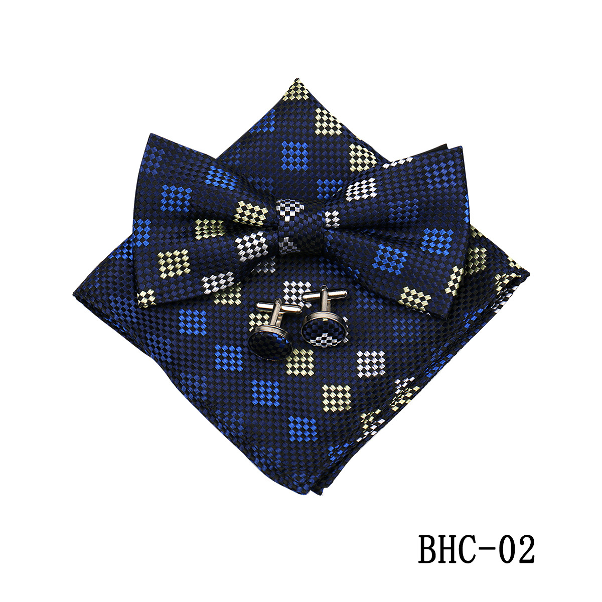 Mens Paisley Bow Tie Pocket Square And Cufflinks photo 3