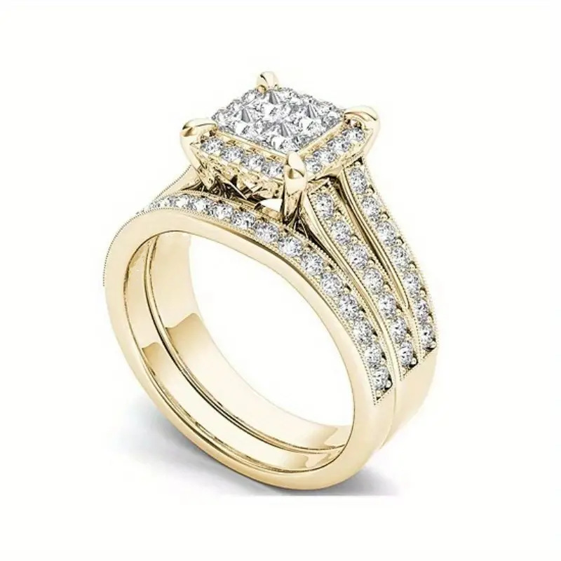 Gold-plated Zircon-inlaid Ring For Women photo 2