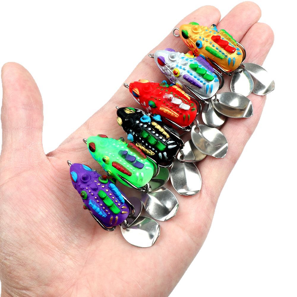 5-Color Set Double Sequin Flattened Reinforced Hook Frog Lure Set photo 5