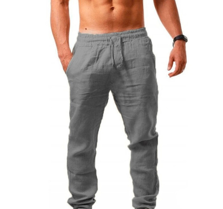 Men's Hip-Hop Breathable Cotton-Linen Loose-Fit Casual Sports Trousers photo 4