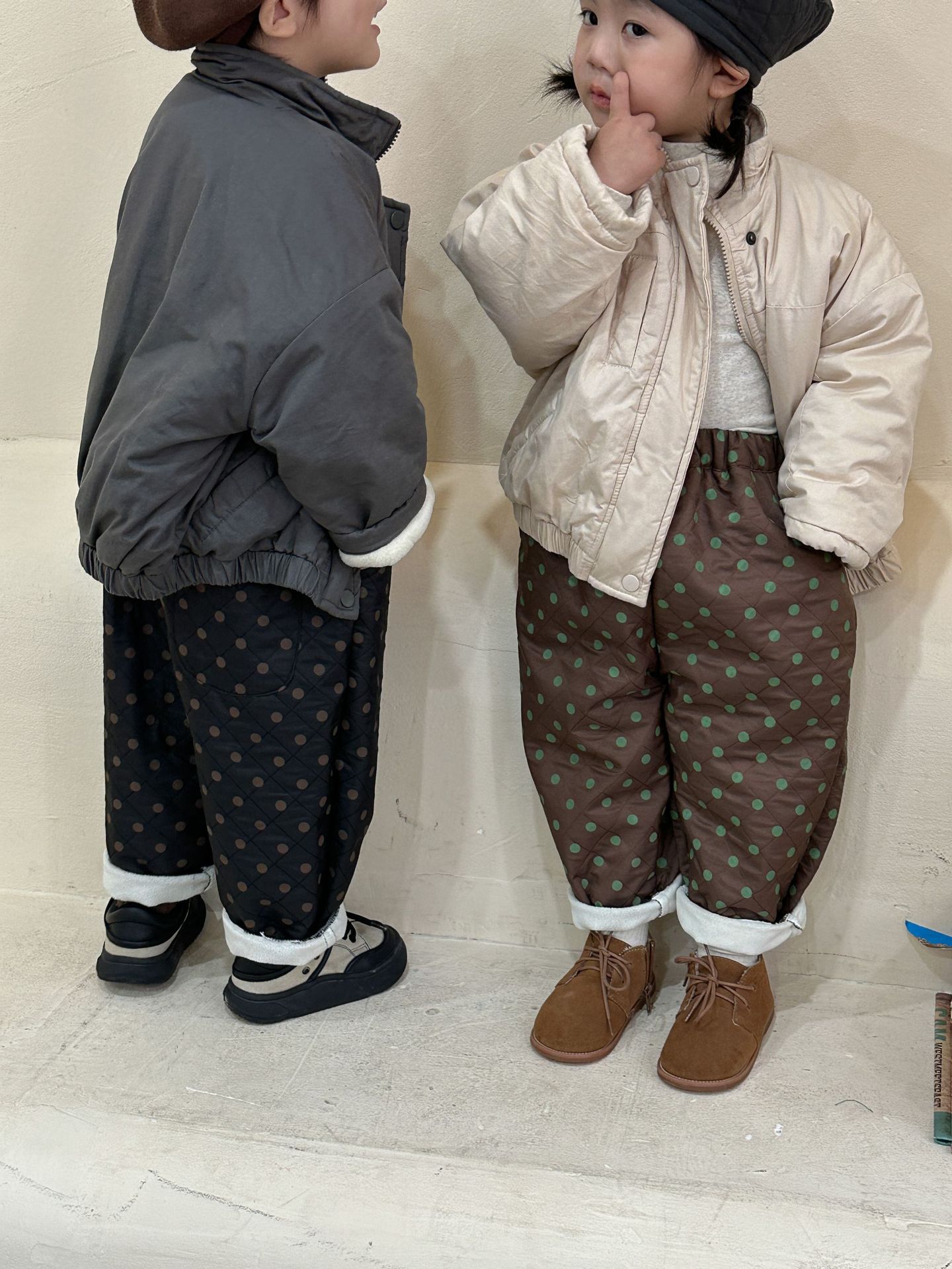 Warm Polka Dot Fleece Polyester Kids Pants photo 6