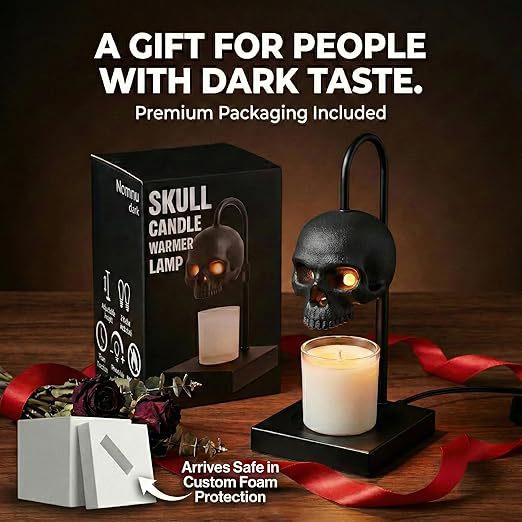 Adjustable Dimmable Skull Table Lamp Timer Candle Warmer photo 1