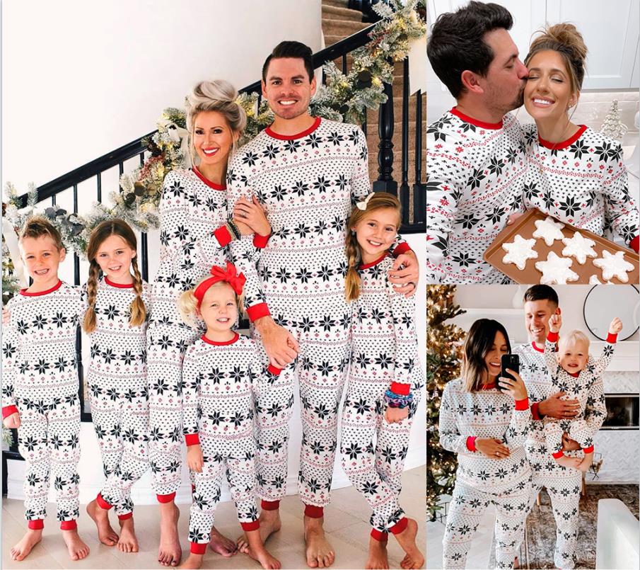 Polyester Black And White Contrast Color Christmas New Parent-Child Women's Casual Suit photo 2