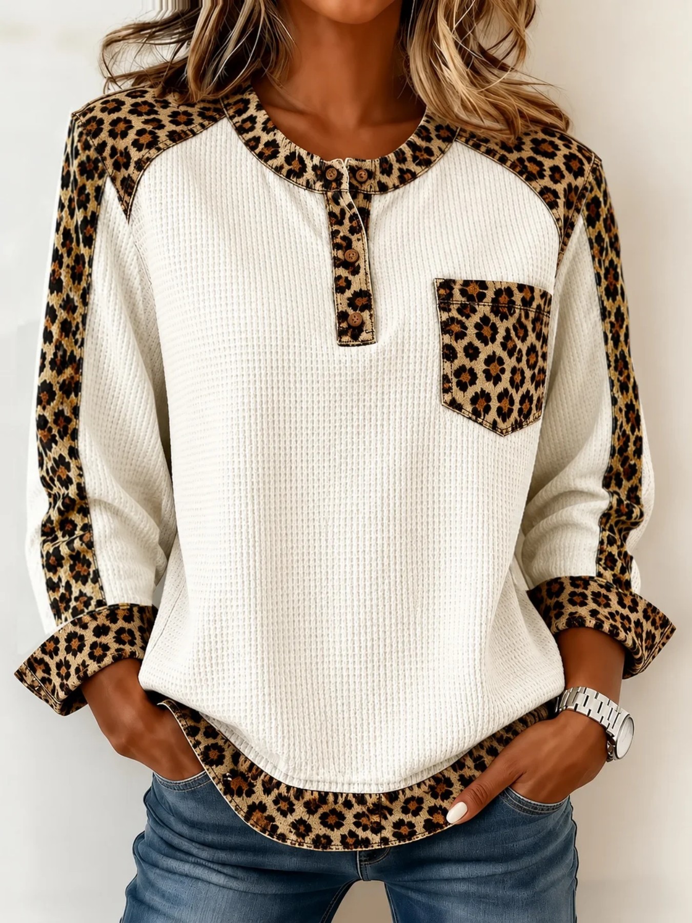 Leopard-print Raglan Loose-fit Pullover photo 2