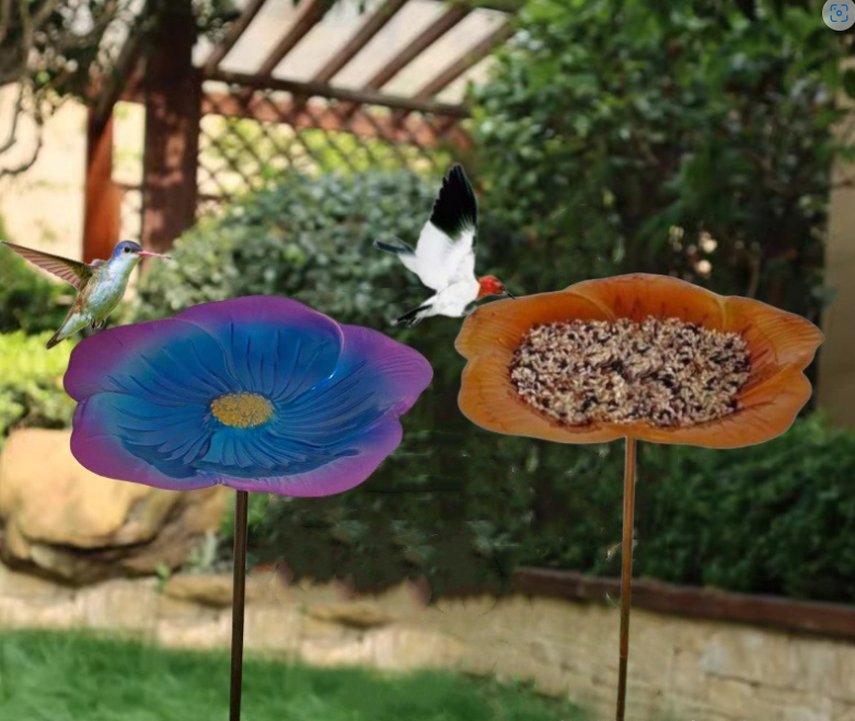 Ground Metal Flower With Sheep Hook Bird Feeder photo 4