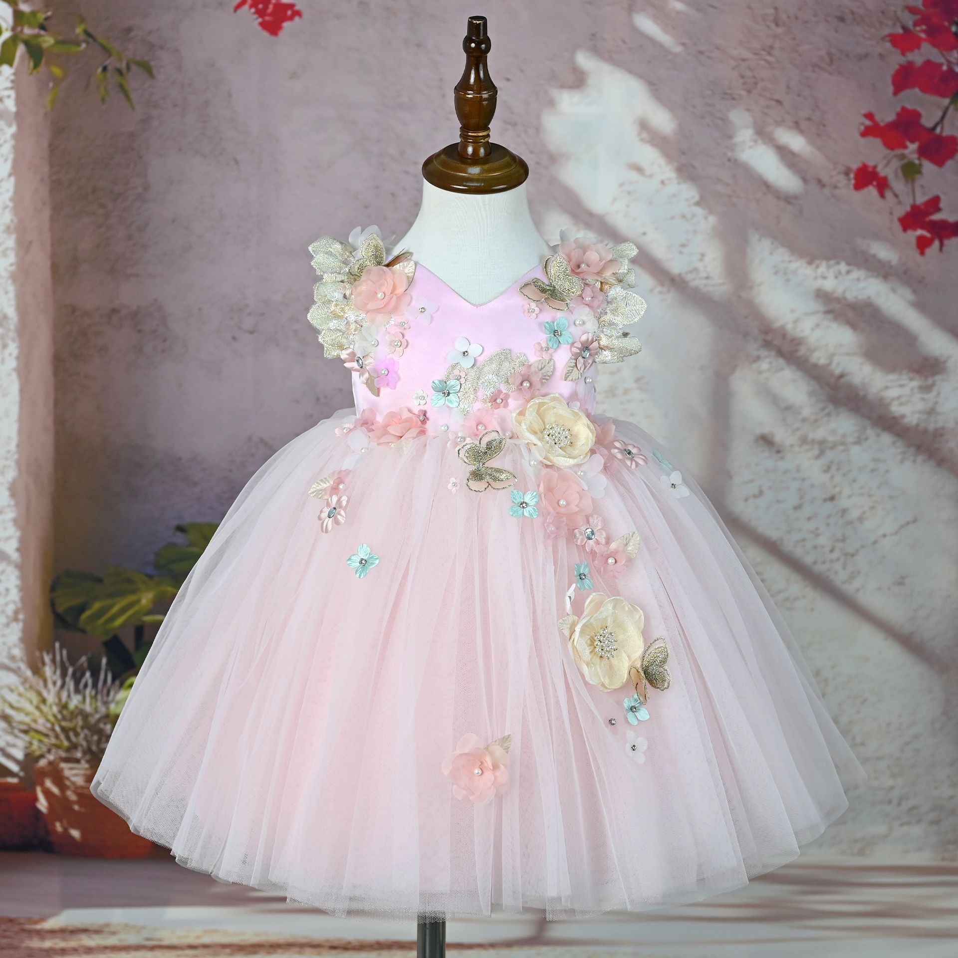 Three-dimensional Floral Tulle Princess Dress photo 4