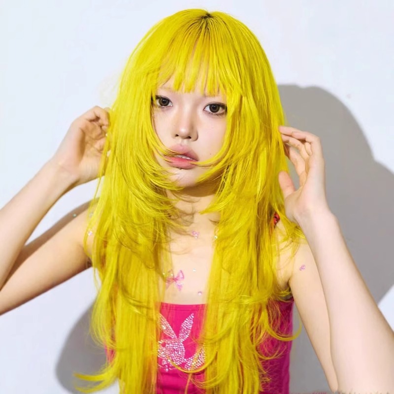 Creative Solid Color High-end Cute Full-head Wig photo 1