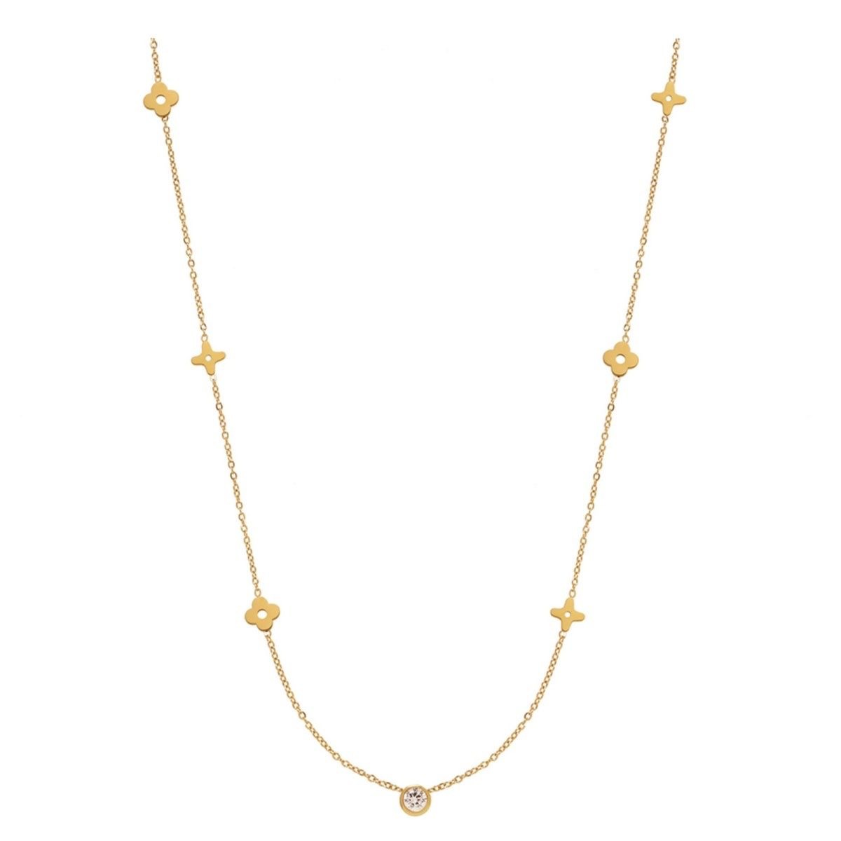Light-luxury Flower Single-diamond Titanium Steel Necklace photo 4