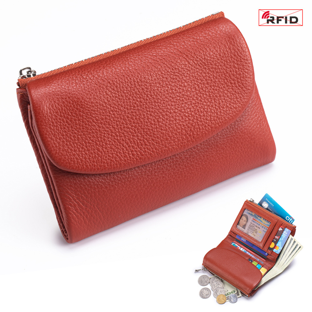 Genuine Leather Fashionable High-end Feel Short-style Womens Wallet First-layer Leather photo 3