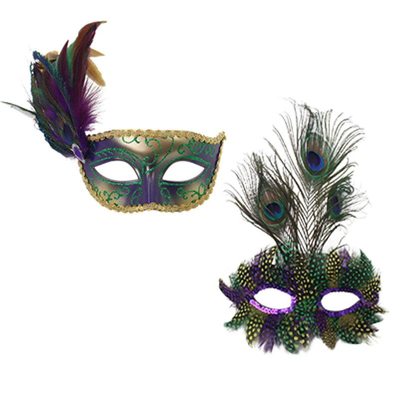 Half-face Ostrich Feather Detachable Side-flower Mask photo 5