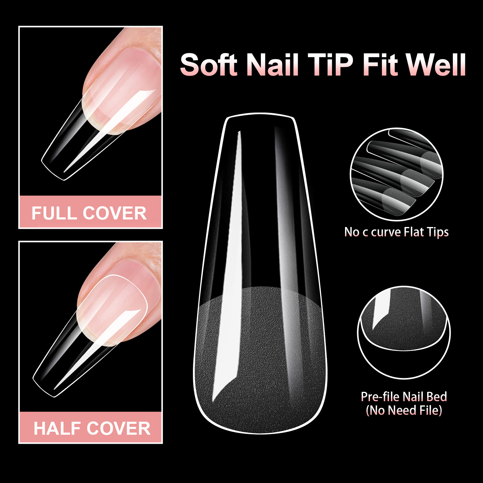 No carving Sanding100-piece Box Of Protective Nail Tips photo 2
