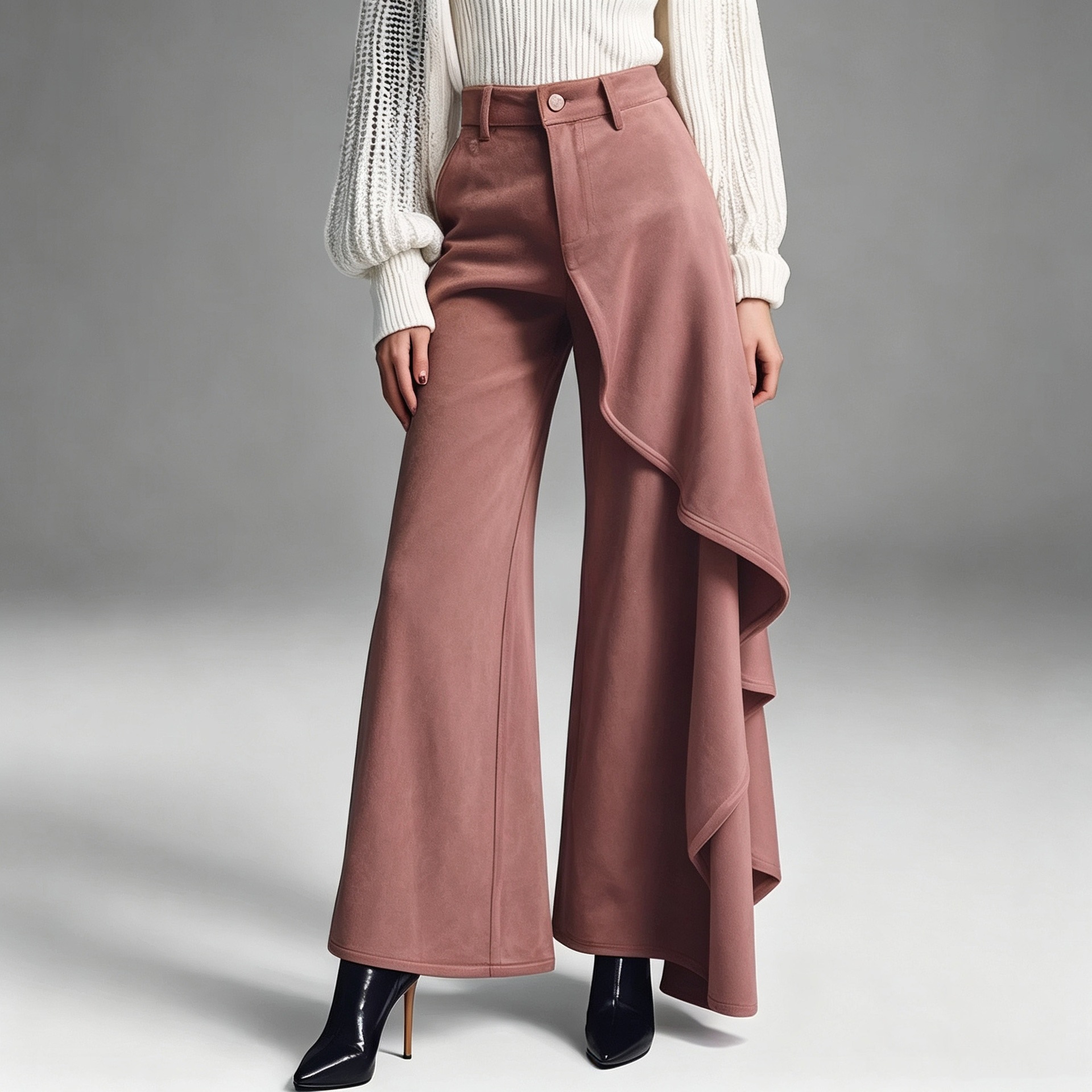 New Autumnwinter Womens Long Pants With A Structured Draped Design And Patchwork Details photo 5