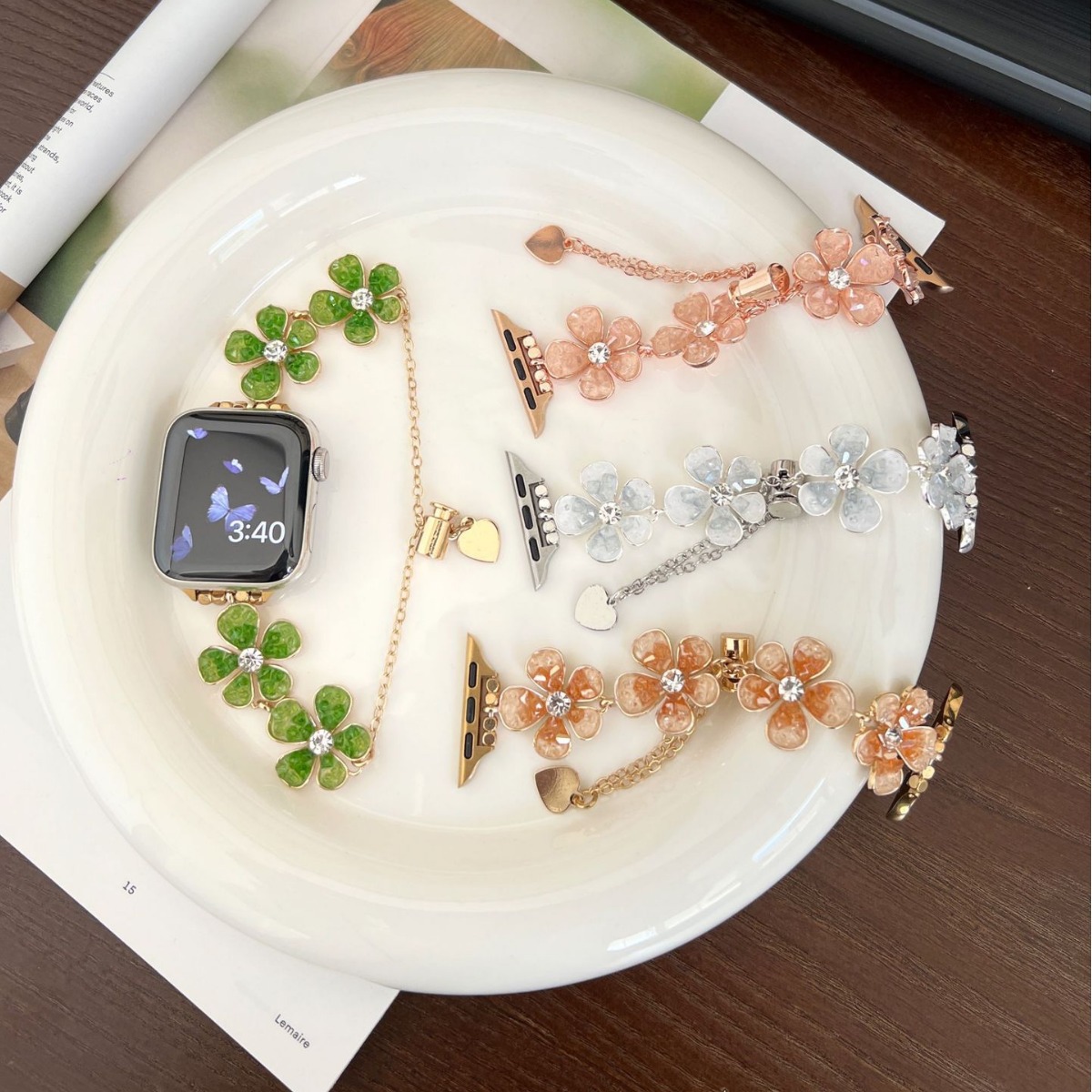 Versatile Pebble-flower Chain Metal Watch Strap photo 1