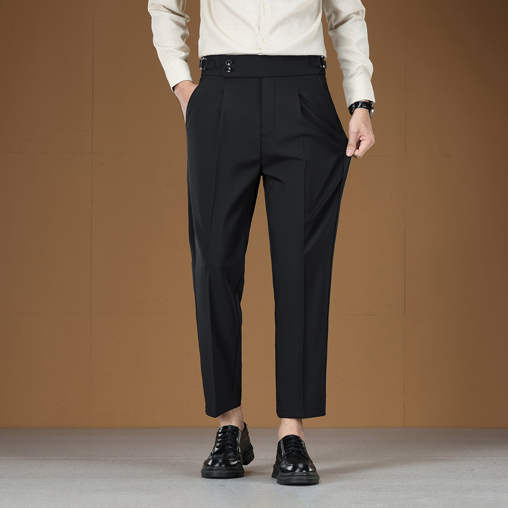 Adjustable Waist Non-Iron Men's Pants Lightweight Business Gentleman Straight-Leg Trousers photo 2