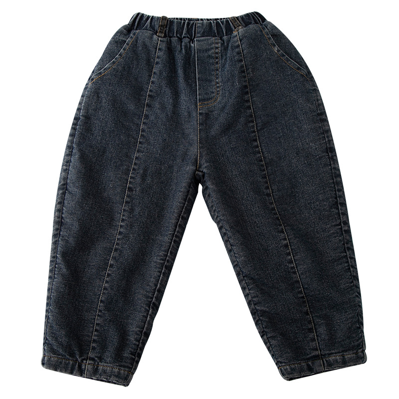 Children's Thickened Warm Skinny-fit Denim Trousers photo 4