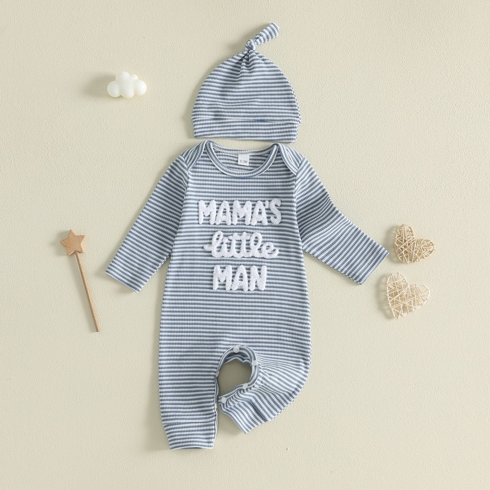 Baby Boygirl Towel-embroidered Striped Long-sleeve Onesie With Hood photo 4