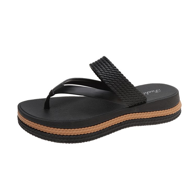 Wedge-heeled Women's Summer New-style Large-size Fashionable Thick-soled Flip-flops photo 3
