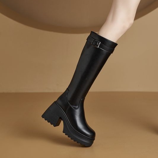 Women's Chunky-heeled Tall Height-increasing Boots With Thick Soles photo 4