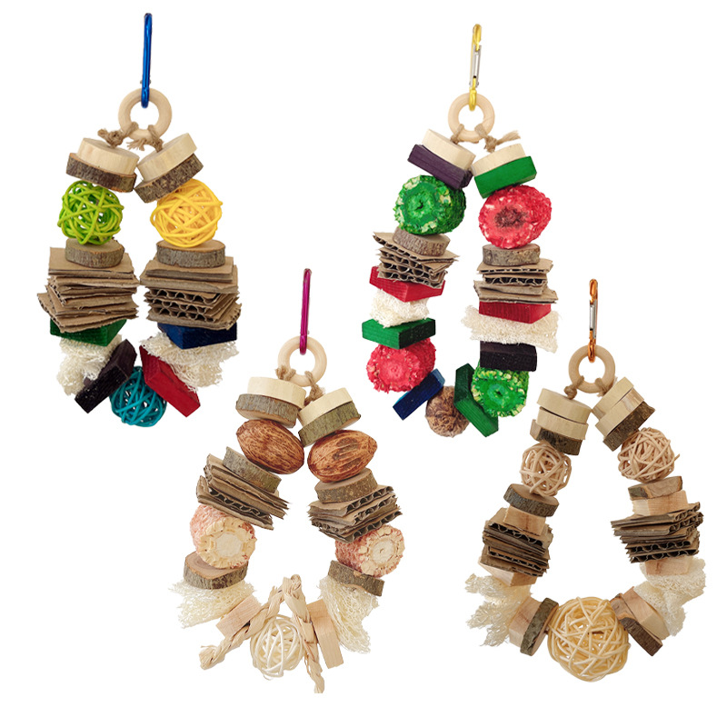 Colorful Wooden Hanging String Rabbit Hamster Molar Vine Bal Parrot Toys photo 7