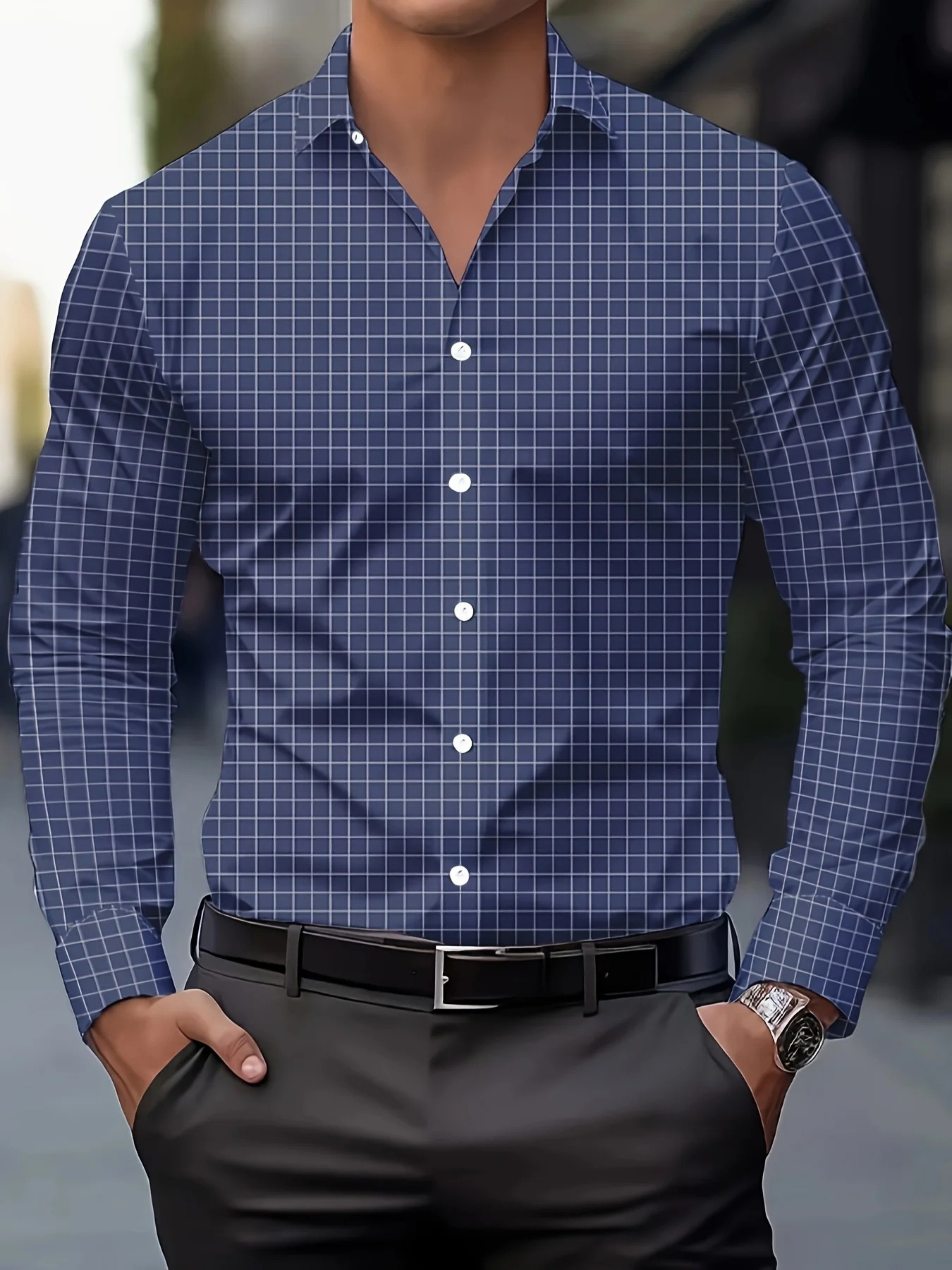 Autumn Men's Loose 3D Striped Shirt photo 2
