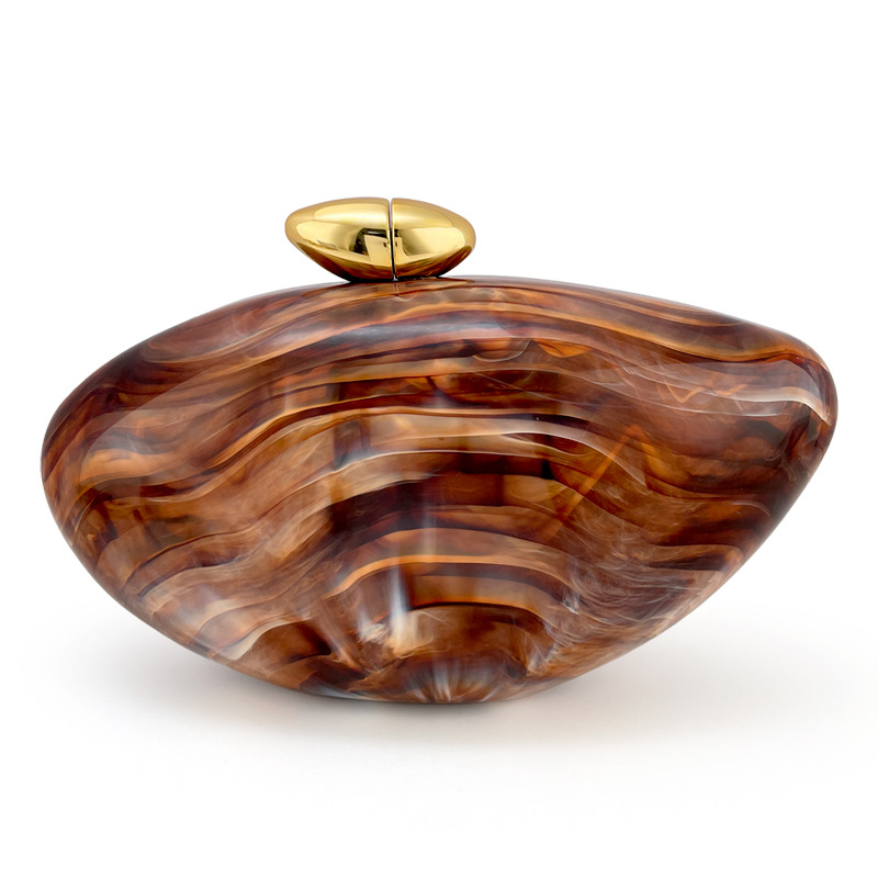 Retro Brown Marble-patterned Acrylic Evening Clutch Bag photo 2
