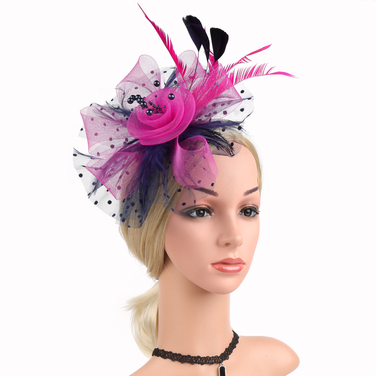 Headwear Bridal Hair Accessories Mesh Billycock Headband photo 3