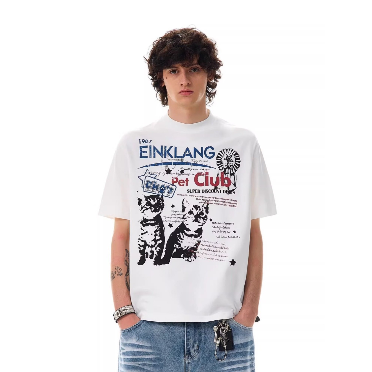 American-style Vintage Cat Summer New Short-sleeve photo 5