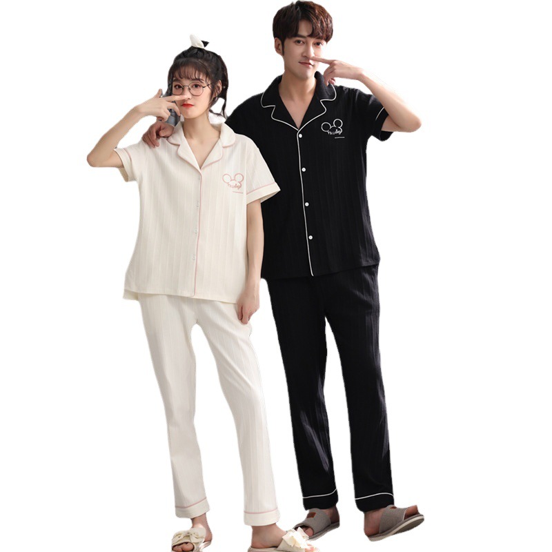 Couple Pajamas Men's Cotton Red Animal Year Trousers Short Sleeve Home Clothes Set photo 6