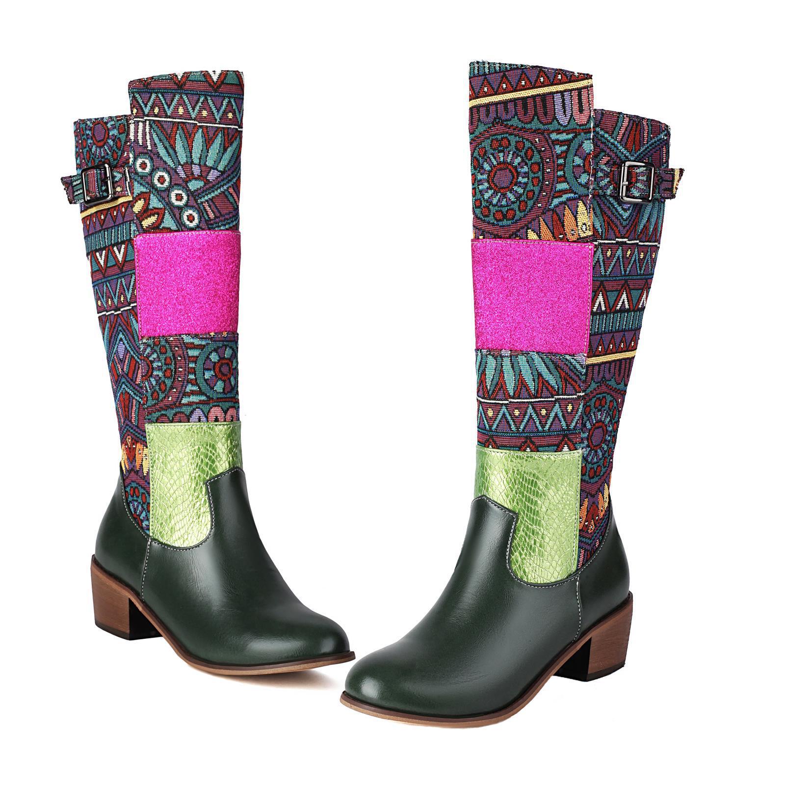 Vintage Ethnic-style Embroidered Patchwork High-top Boots photo 5
