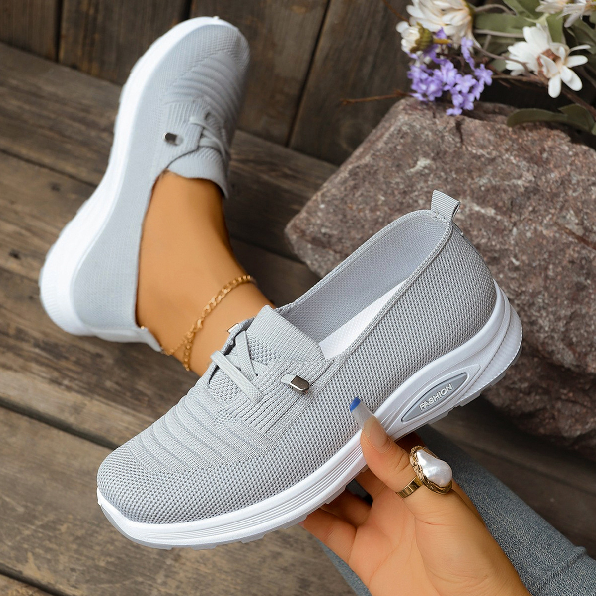 Lightweight Womens Shoes Large Size Casual Flyknit, Breathable photo 5
