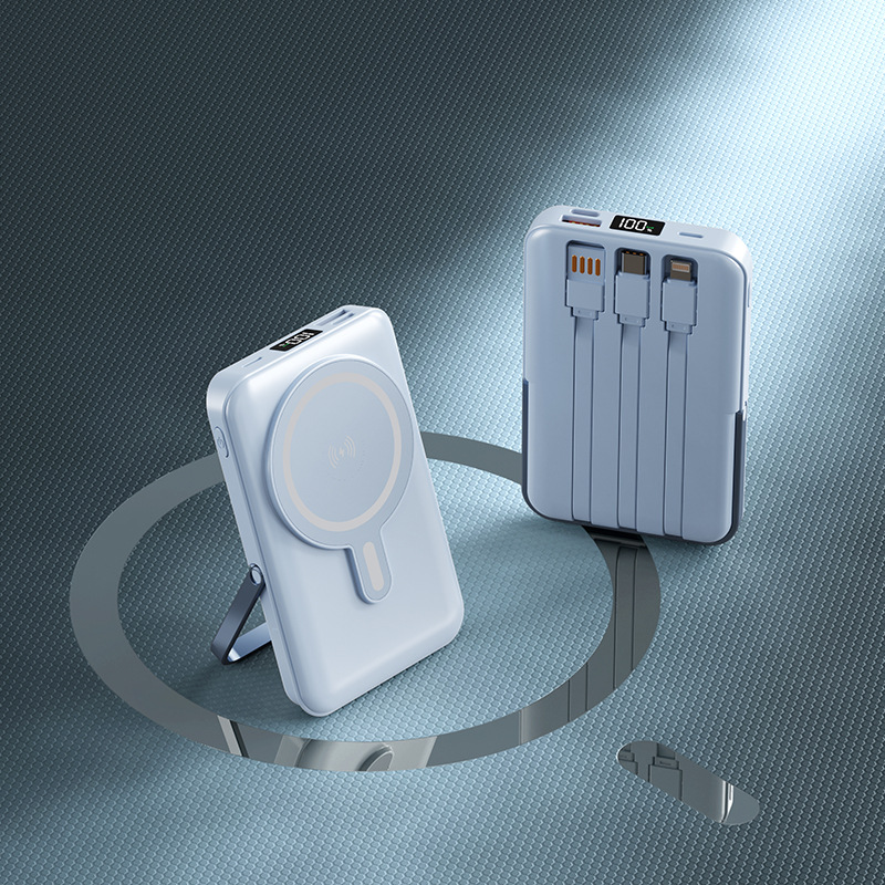 15W Wireless Magnetic Charging BankSuperfast Charging With Built-in Cable Portable Power Source photo 8