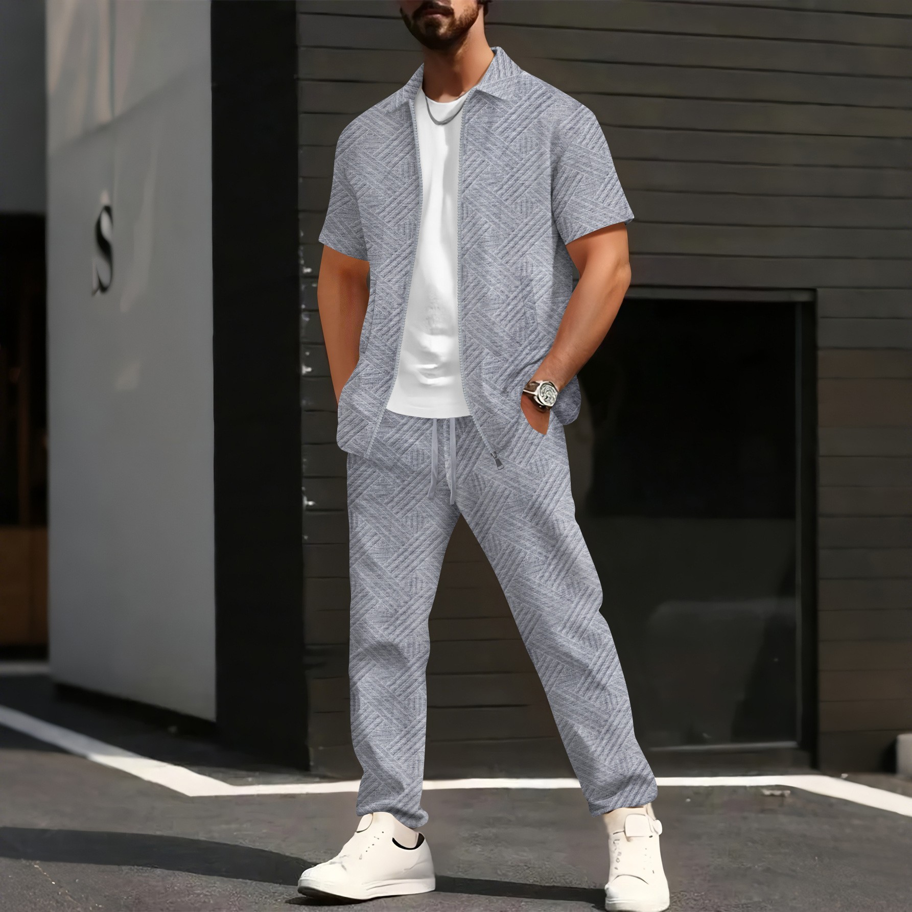 Floral Cardigan Short-sleeve Jacket, And Pants Casual Set photo 3