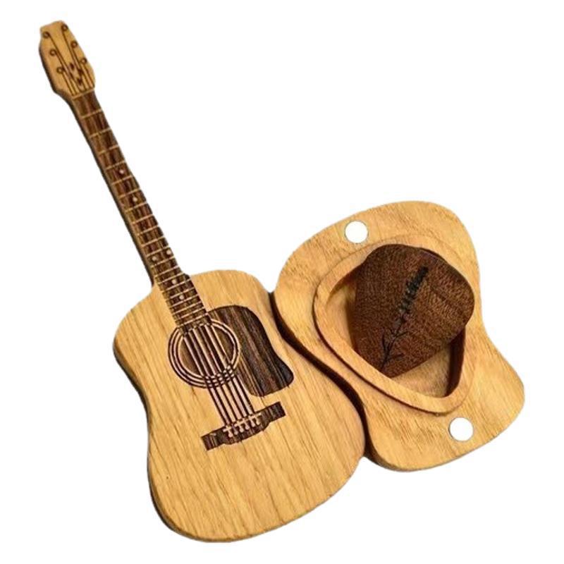 Wooden Personalized Guitar Ornament With Stand, Guitar Pick Box Gift, Wooden Craft Gift photo 4