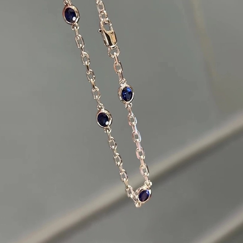 Blue Bubble-cut Diamond Bracelet Versatile For Layering photo 1
