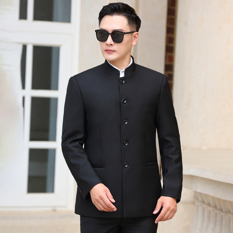 Stand-up Collar Black Long-sleeved Gown photo 1
