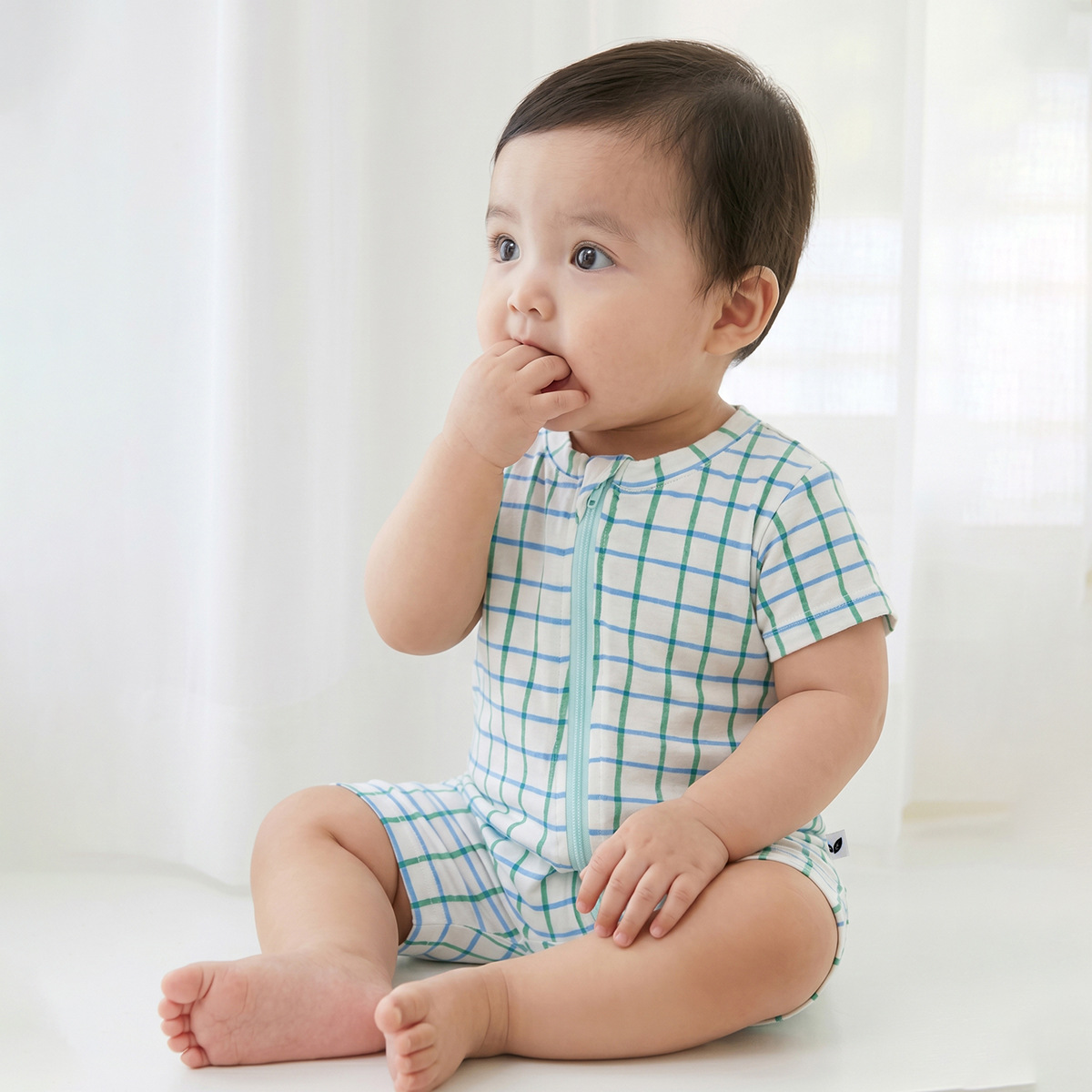 Mint Baby Romper With Zipper Summer Clothes For Boys And Girls photo 3