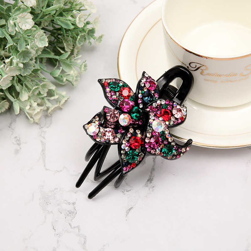 Womens Hair Clip Head Flower Three-prong Duckbill photo 2