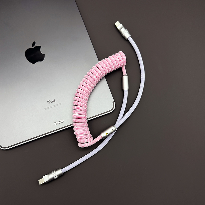 CarPlay In-car Two-tone Braided Spring Data Cable photo 2