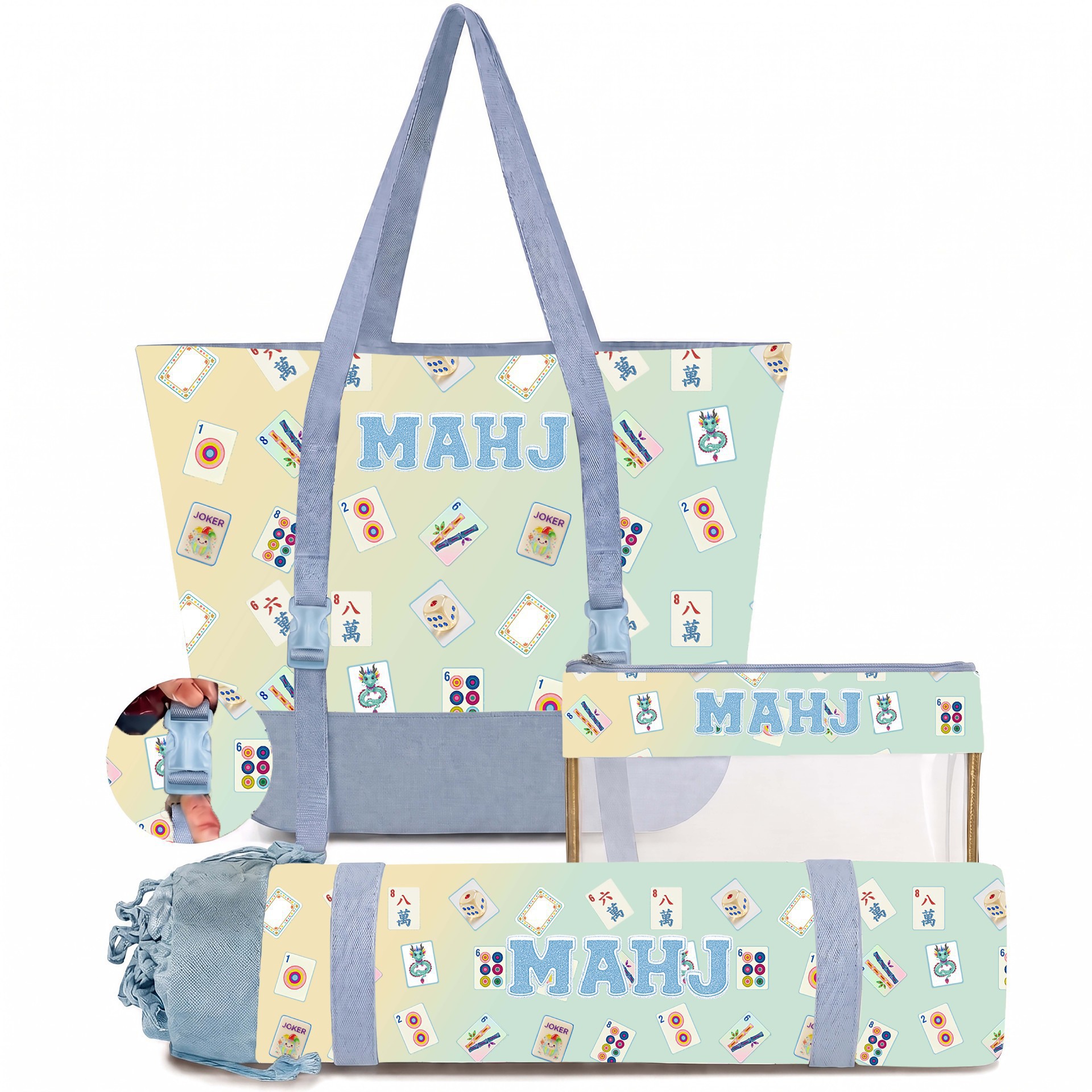 Best-Selling Macaron-Printed Mahjong Card Three-Piece Set photo 6